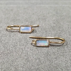 18 Karat massives Gold äthiopischer Opal Opal Ohrringe Handarbeit Ohr Spike Haken Ohrring - Bild 1 von 5