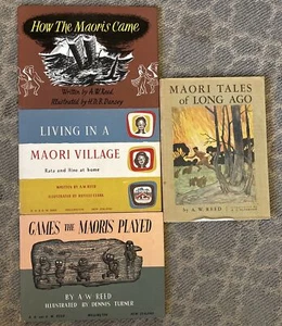 A.W Reed Lot of 4 -Māori-Games The Maoris Played,Maori Village,Maori Tales Long - Picture 1 of 10