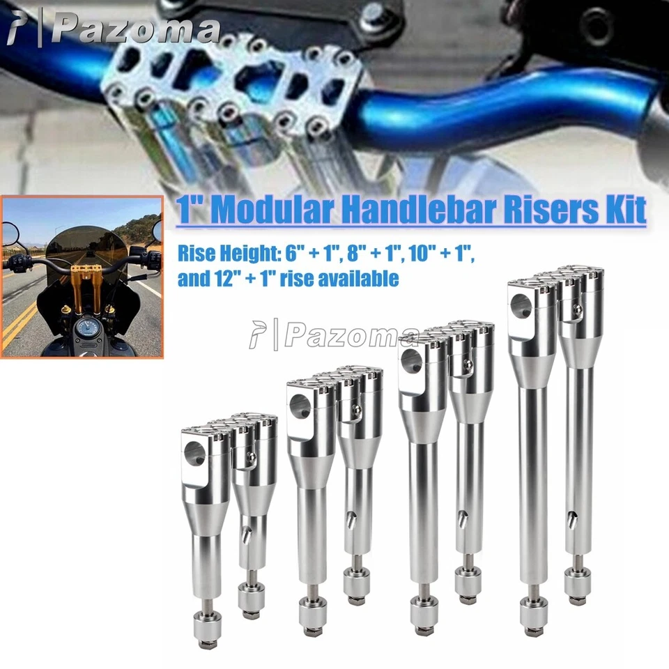 Elevadores de manillar de motocicleta de 6" 8" 10" 12" para Harley Dyna Street Bob FXD barra de 1" Foto 1 de 4