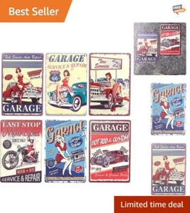 Retro 6 Pack Metal Car Signs - Vintage-Inspired Wall Decor for Home and Office - Picture 1 of 11