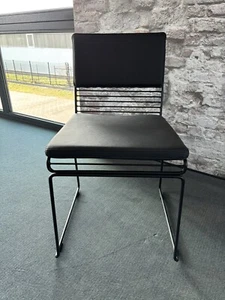 Vera Pelle Set Sedile E Cuscino Schienale Per per Hay-Hee Dining Sedia Nera - Bild 1 von 15