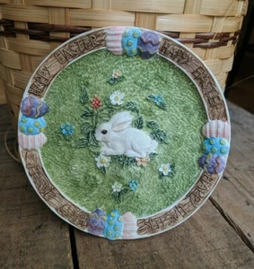 Vintage Easter Tea 1990s TS506 Plate Resin 1996 Dish Bunny Rabbit 5" Decor - Picture 1 of 9