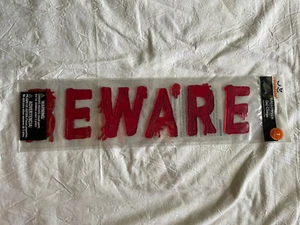 NEW HALLOWEEN 7 pc Red Bloody BEWARE Warning Window Gel Clings Decorations Large - Picture 1 of 2