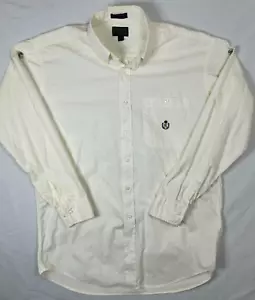 Vtg Chaps Ralph Lauren Dress Shirt Mens 16.5 White Crest Long Sleeve Button Up - Picture 1 of 10