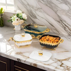 Luxury Ceramic Chafing Dish Buffet Food Warmer Wedding Party with Stand - Picture 1 of 4