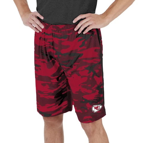Zubaz Men's NFL Kansas City Chiefs Lightweight Camo Lines Shorts with Logo Cover