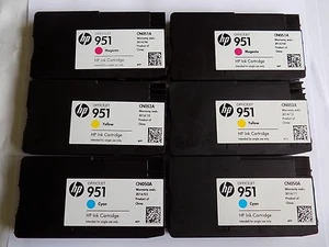 6 Genuine Original HP Empty Virgin Ink Set HP 951 Cartridges Officejet Pro 8600 - Afbeelding 1 van 5