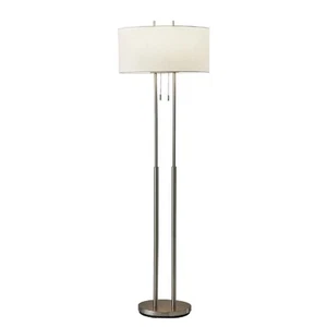 4016-22 Duet 62" Floor Lamp, Satin Steel, Smart Outlet Compatible - Picture 1 of 8