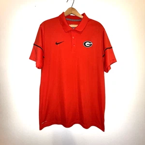 Georgia Bulldogs Nike Dri Fit Red Polo Men's Size Large Short Sleeve Football - Picture 1 of 8