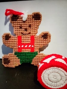Vintage Cross Stitch/ Needle Point Christmas Ornament Set - Picture 1 of 5