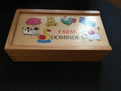 Children's wooden dominoes set -  - farm animals - 28 pieces - Image 1 of 3