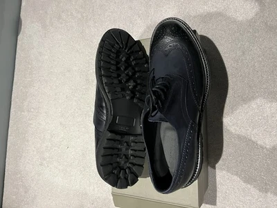 NEW Alberto Guardiani Men Black Leather Brogue Italian Shoes Size 45 - Image 1 of 4