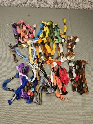 DMC Embroidery Floss Thread Lot 50+ Mixed Colors Cross Stitch Crafts Sewing - Image 1 of 4