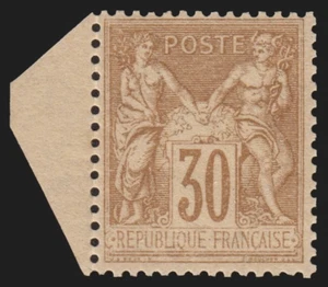 n°80, petit bord de feuille, Sage 30c brun-jaune, Type II, neuf ** - TB - Picture 1 of 2