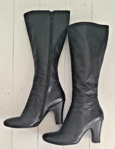 Sempre di by Biviel Knee Length long black leather boots Size EU 38 US 7 - EUC - Picture 1 of 15
