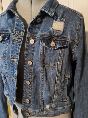 Mossimo Juniors Denim Jacket Medium M Distressed Blue - Image 1 of 4