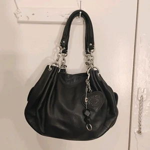 Juicy Couture Y2K Vintage Damen Handtasche schwarz Leder Schulter Kette  - Bild 1 von 21