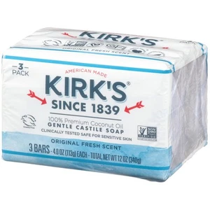 Jabón Natural de Castilla Kirk's, Original, Olor Limpio, Hecho en EE. UU., 4 OZ, Paquete de 3 - Imagen 1 de 3
