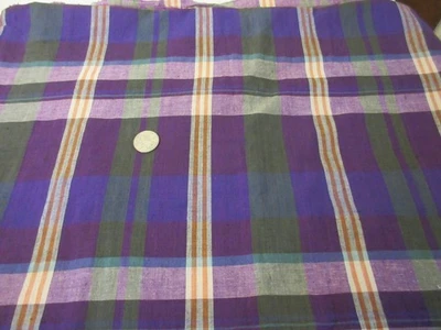 3 Yard 33" Madras Plaid Cotton Fabric Blue Green Purple Plaid Design - Image 1 of 2