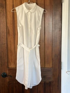 J. CREW 100% Baumwolle ärmelloses weißes Shirtkleid mit Gürtel Größe M - Bild 1 von 10