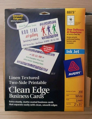 Avery Clean Edge Printable Business Cards 2" x 3-1/2", White, 200 Cards (8873) - Image 1 of 2