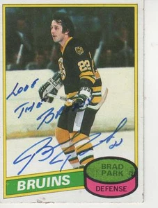 BRAD PARK FIRMADO 1980-81 TOPPS #74 - BOSTON BRUINS - Imagen 1 de 1