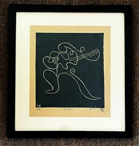 TOMAS BELSKY (HILO, HAWAII) 'SLACK III' SERIGRAPH PRINT ABSTRACT MUSICIAN GUITAR - Picture 1 of 10
