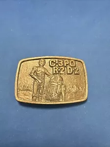 1977 The Leather Shop Vintage C3PO C-3PO R2 D2 R-2 D-2 Brass Belt Buckle - Picture 1 of 2