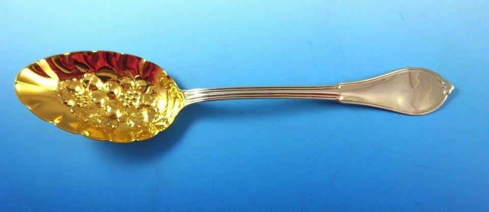 Cuchara de bayas esterlinas Cottage by Gorham con cuenco perseguido a mano lavado en oro #8359 Foto 1 de 4