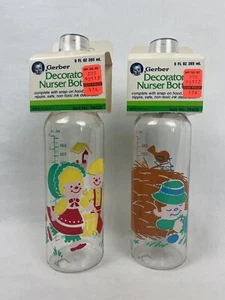 Gerber JACK & JILL - Little Boy Blue 9oz Vtg 1988 Nursery Rhyme Baby Bottles - Picture 1 of 8