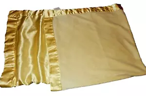 4D !WOW! Vintage Baby by CARTER'S Yellow Plush Minky Velour Satin Crib Blanket - Picture 1 of 5