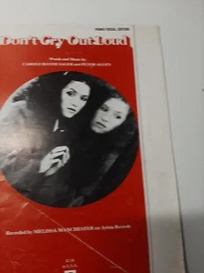 DON'T CRY OUT LOUD Sheet Music MELISSA MANCHESTER 1978 - Picture 1 of 4