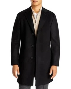 Boss Jared Wool & Cashmere Classic Fit Black Topcoat 42R - Picture 1 of 1