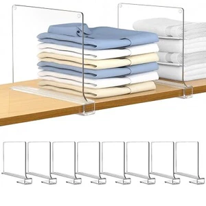 8 Pcs Acrylic Shelf Dividers Closet Organization Clear Dividers Wood Shelves - Picture 1 of 8