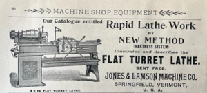 Torno torreta plana Springfield Vermont anuncio impreso vintage Jones Lamson Machine Co - Imagen 1 de 2
