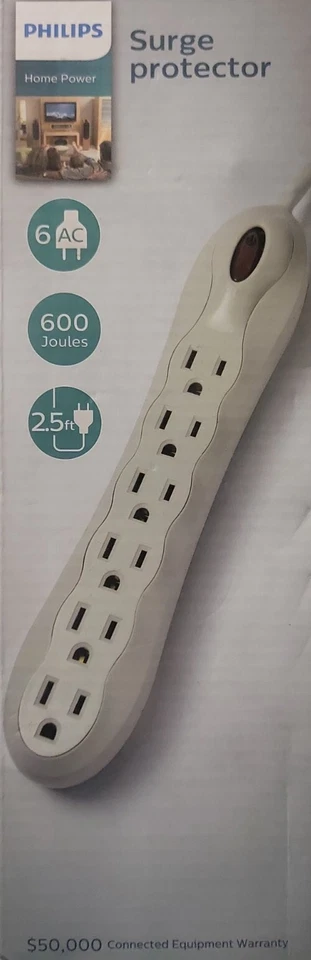 Philips SPP3160A/17 Home Electronics  with 6 Outlets, 250J, 2.5-Ft Free Shipping - Image 1 of 4