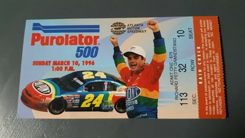 Nascar 1996 Atlanta Motor Speedway Purolator 500 Ticket Stub Dale Earnhardt  Win Cover