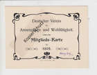 alte Mitglieds-Karte Deutscher Verein fr Armenpflege und Wohlttigkeit 1903