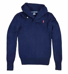 Ralph Lauren Sports Boys Navy Blue Preppy Style High Neck Knitted Sweater Sz XS - Picture 1 of 6