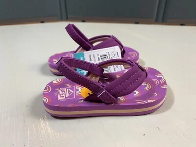 Новый Reef молодежи девочек размер 3 / 4 маленький Ахи фиолетовый Rainbow стринги сандалии обувь - Изображение 1 из 4