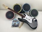 Wii Rock Band Bundle Wired Drums, Pedal, Guitar w/ Dongle, Mic, Game Tested