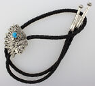 Indian Head With Kingman Turquoise Bolo Tie By Navajo Artist Richard Singer