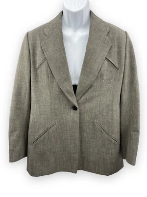 Giorgio Armani Le Collezioni Gray Lana Wool Blend Plaid 1 Button Coat Blazer 12 - Image 1 of 4
