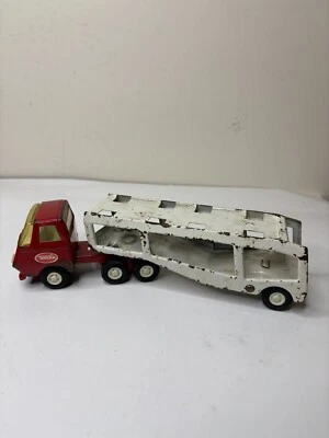 Semirremolque Tonka 55010 rojo vintage y remolque blanco oxidado Foto 1 de 4