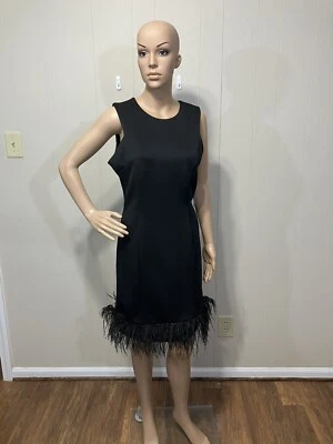NEW! "Donna Ricco" Polyester Stretch Faux Feather Sexy Little Black Dress 10 - Image 1 of 4