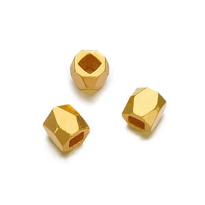 50pcs Gold Tone Alloy Faceted Metal Beads Column Tiny Loose Spacers Beading 3mm - Picture 1 of 9