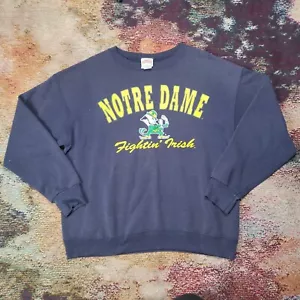 Vintage Nutmeg Mills NOTRE DAME FIGHTIN IRISH Crewneck Sweatshirt Large Made USA - Picture 1 of 8