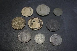 Lot of 9 old coin of France ECU Sol Franc  Liard Decime - Imagen 1 de 6