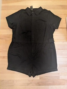 20 Torrid Black Cotton Twill Pockets Jumper Romper Shorts Jumpsuit 2X - Picture 1 of 6