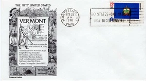 USPS FDC #1646 1976 13c Vermont State Flag Aristocrat Cachet ST2141 - Picture 1 of 1